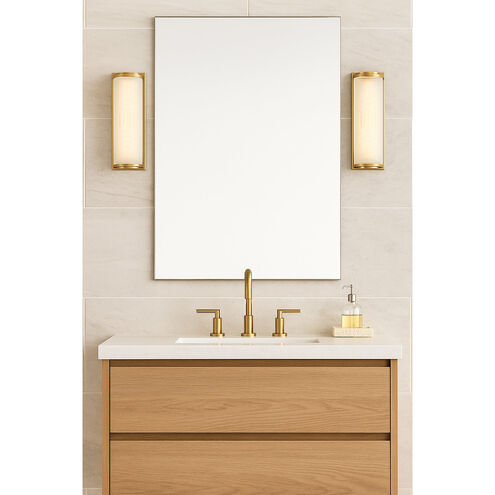 Lisa McDennon Devon LED 4.75 inch Lacquered Brass Bath Light Wall Light in Etched Opal, 20W, 2900K, Linear, Sconce