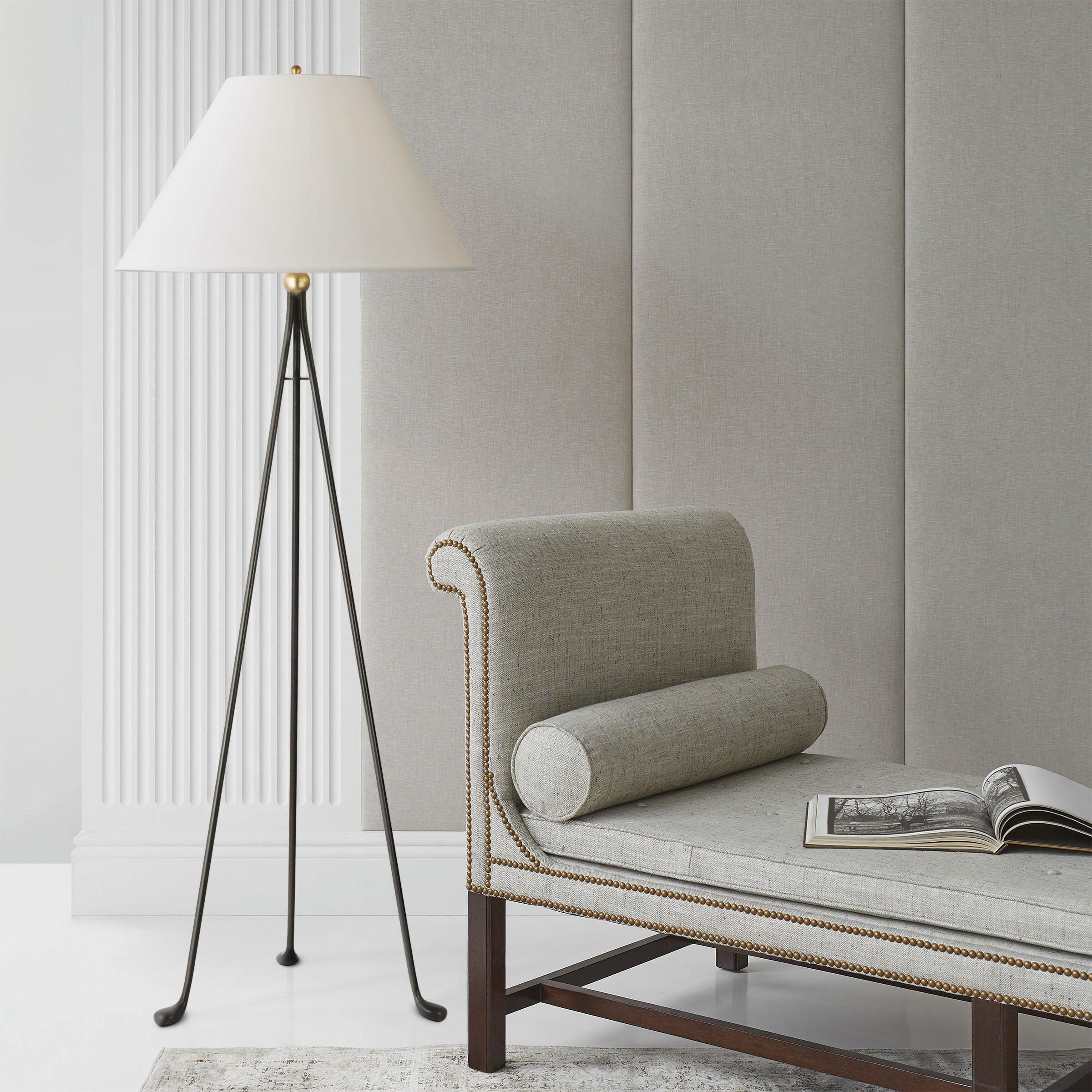 Champalimaud Valley 60.5 inch 15.00 watt Aged Iron and Gild Tripod Floor Lamp Portable Light, Medium