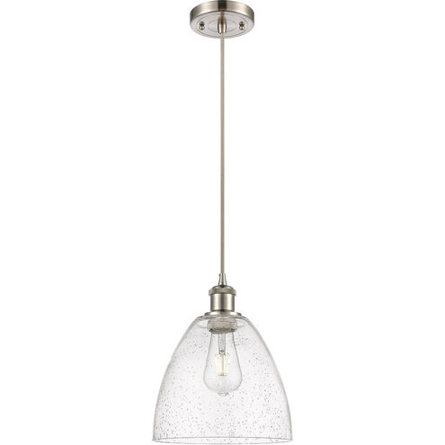 Ballston Dome 1 Light 9 inch Brushed Satin Nickel Mini Pendant Ceiling Light in Seedy Glass