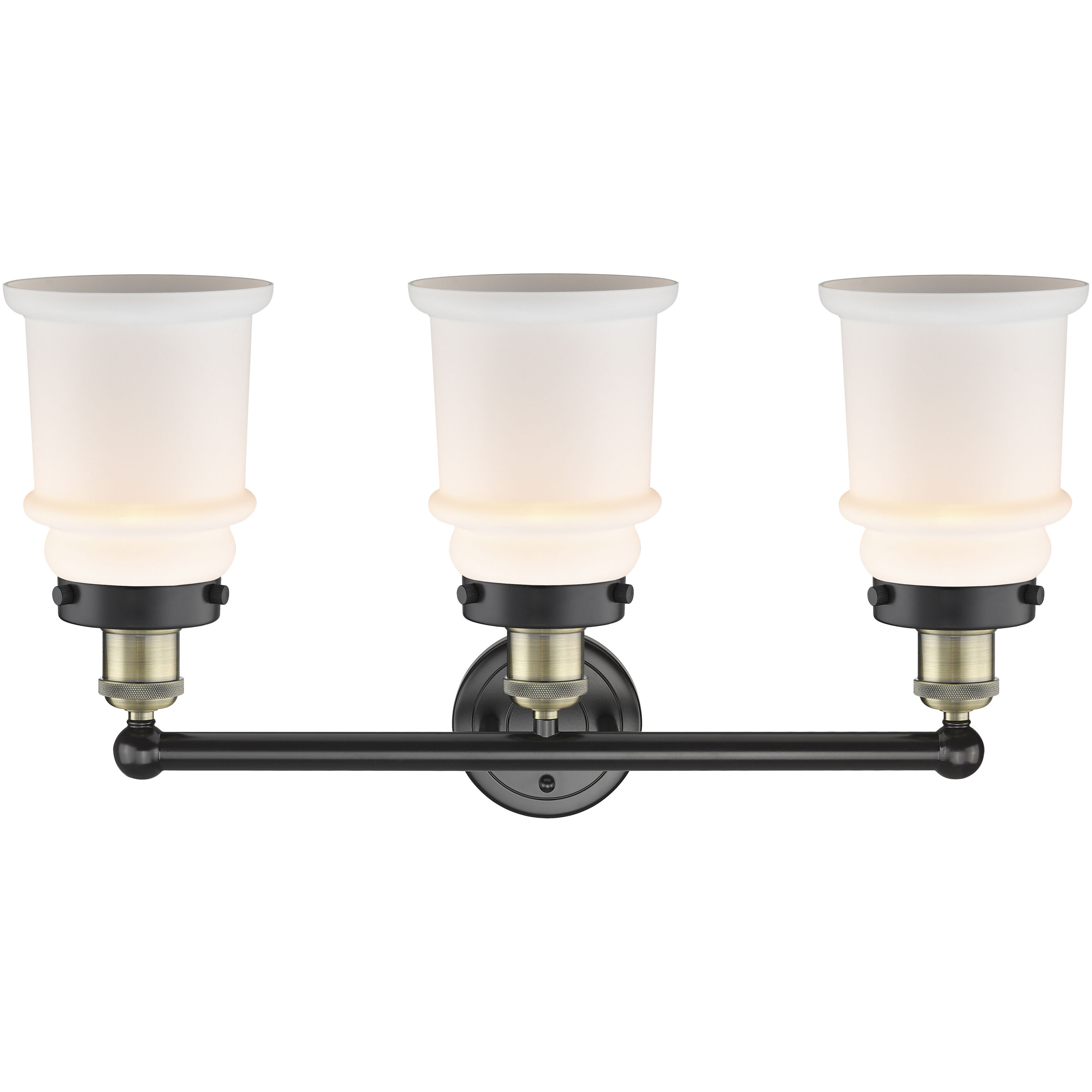 Canton 3 Light 24 inch Black Antique Brass Bath Vanity Light Wall Light in Matte White