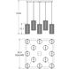 Uptown Mesh LED Novel Brass Chandelier Ceiling Light, Square Multi-Pendant