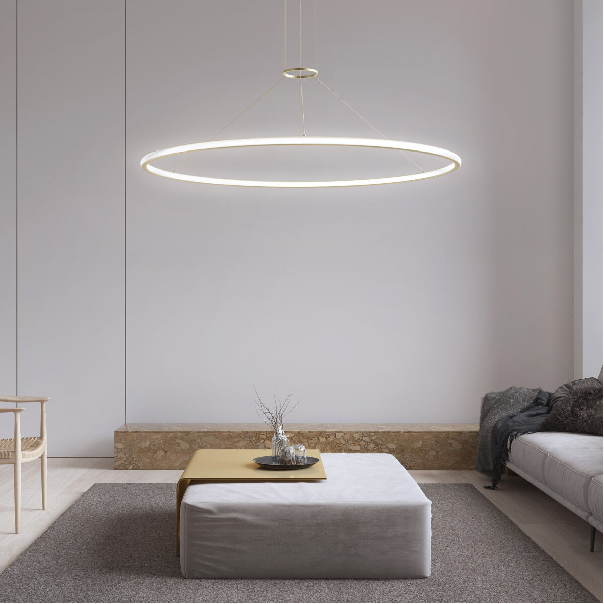 Luna LED 50 inch Painted Brass Pendant Ceiling Light