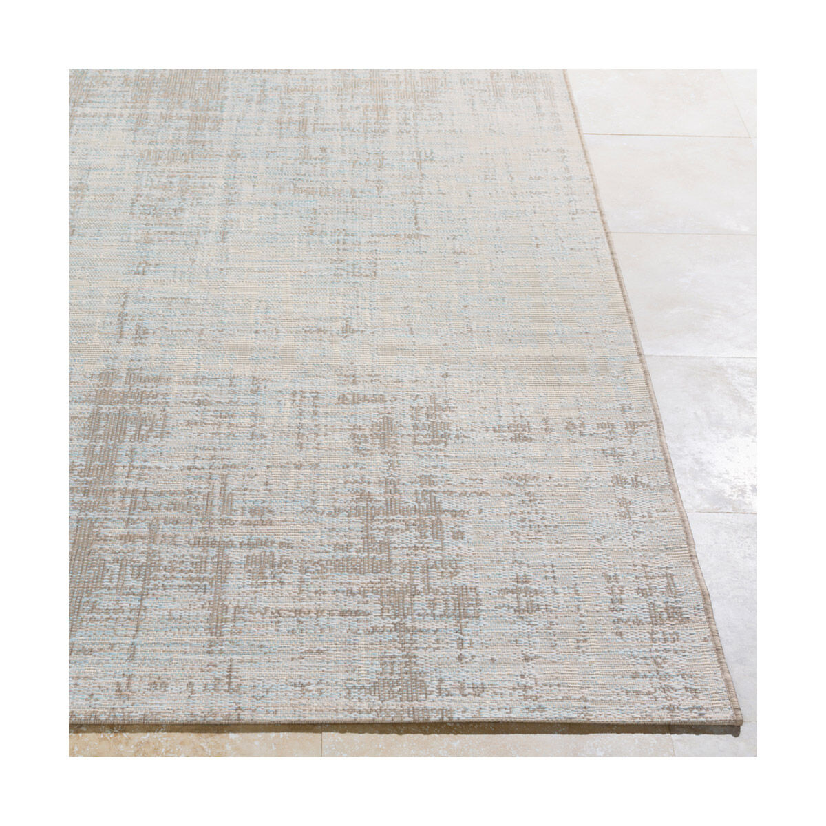 Santa Cruz 43 X 24 inch Camel/Beige/Sky Blue Outdoor Rug, Polypropylene