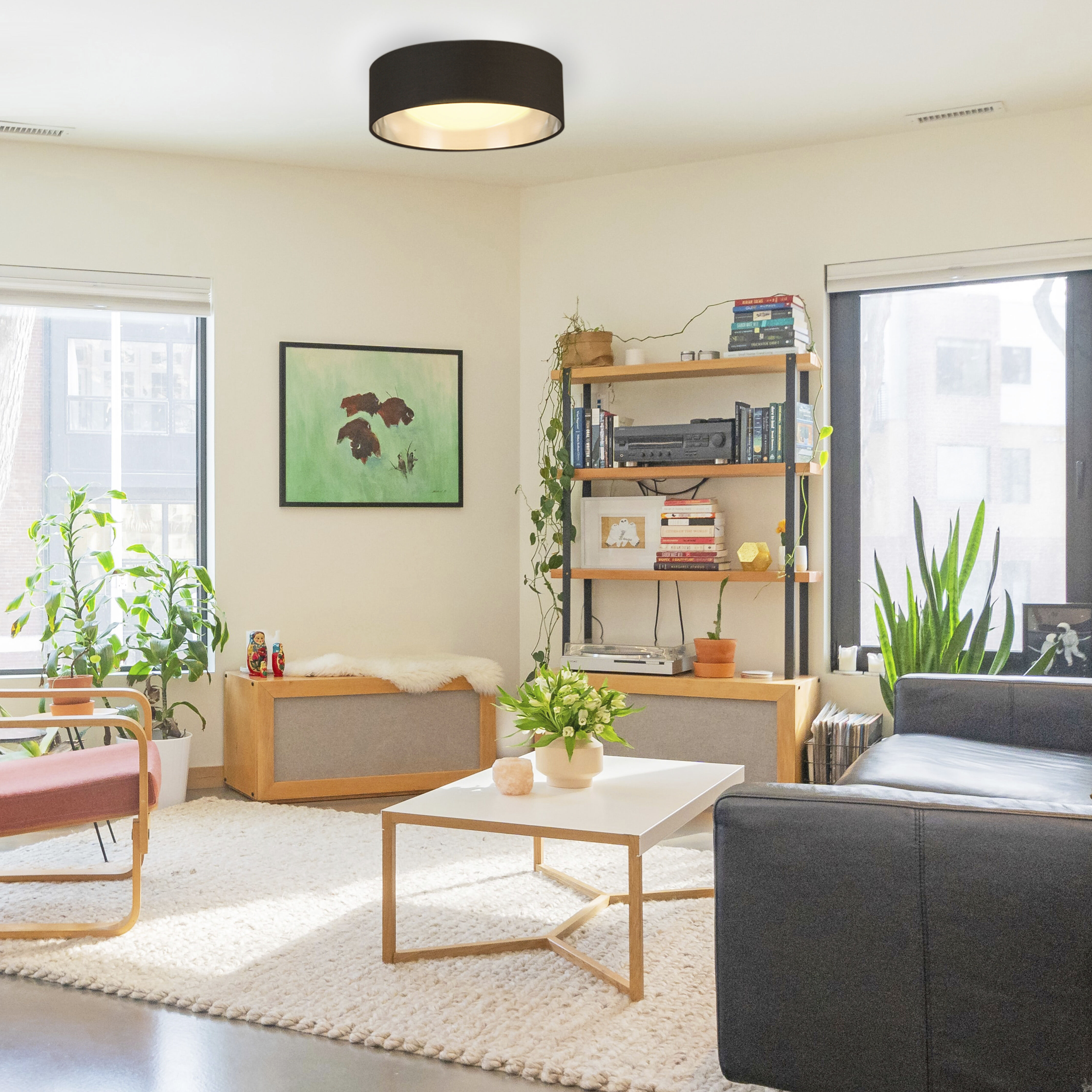 Orme LED 12.4 inch Black/Brushed Nickel Flush Mount Ceiling Light