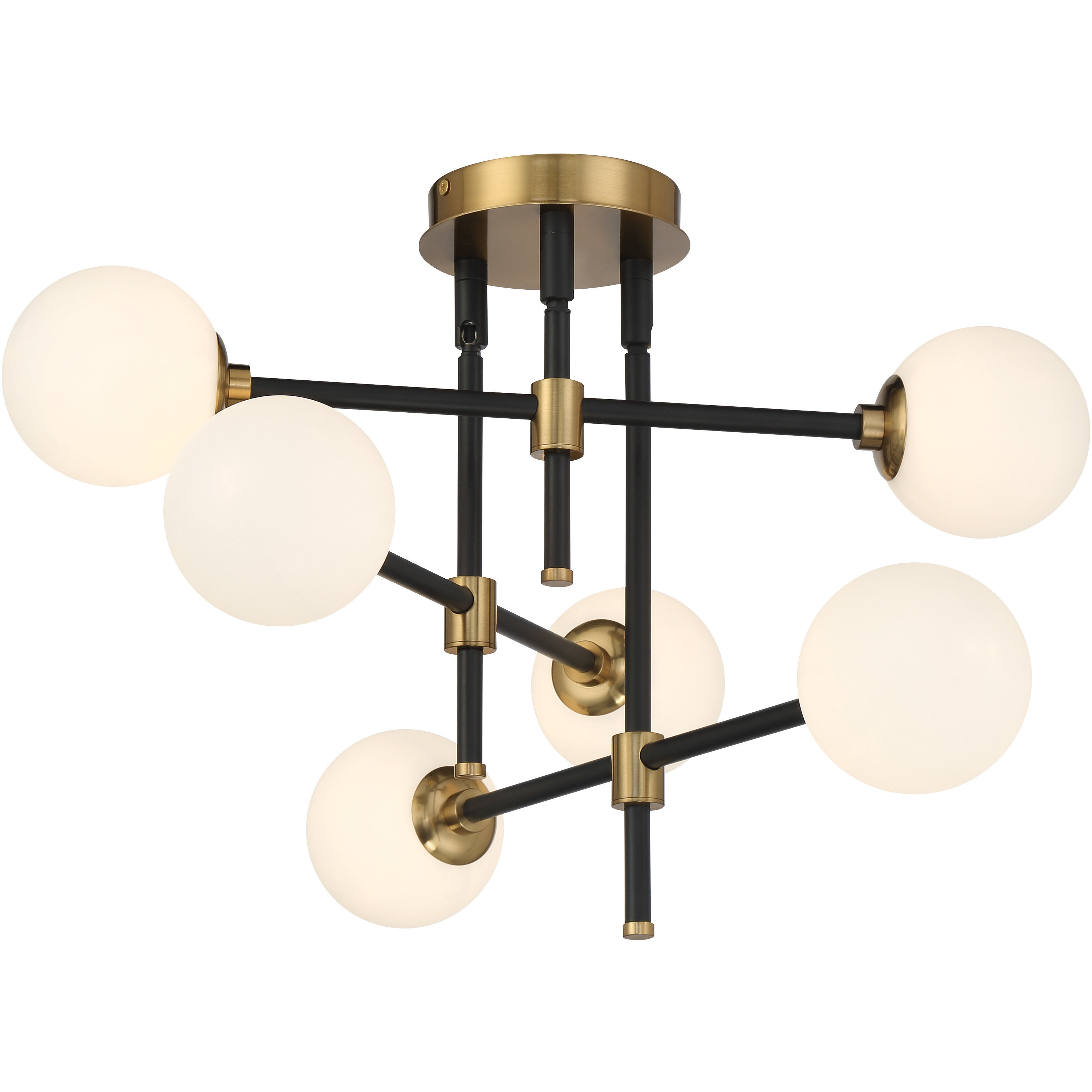 Cosmet 6 Light 20 inch Coal and Aged Brass Flush Mount Ceiling Light