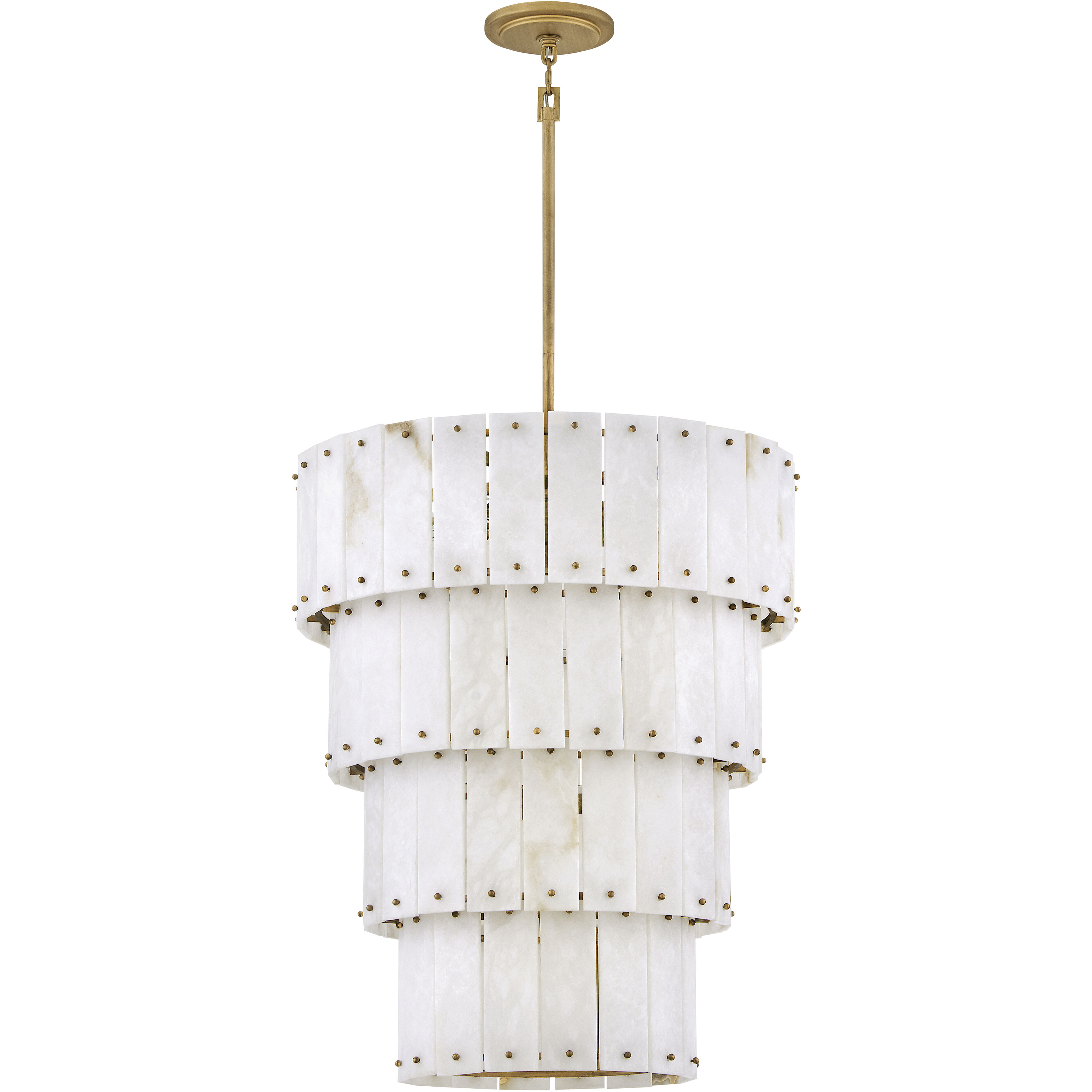 Simone LED 24 inch Burnished Gold Chandelier Ceiling Light in Alabaster, Multi Tier