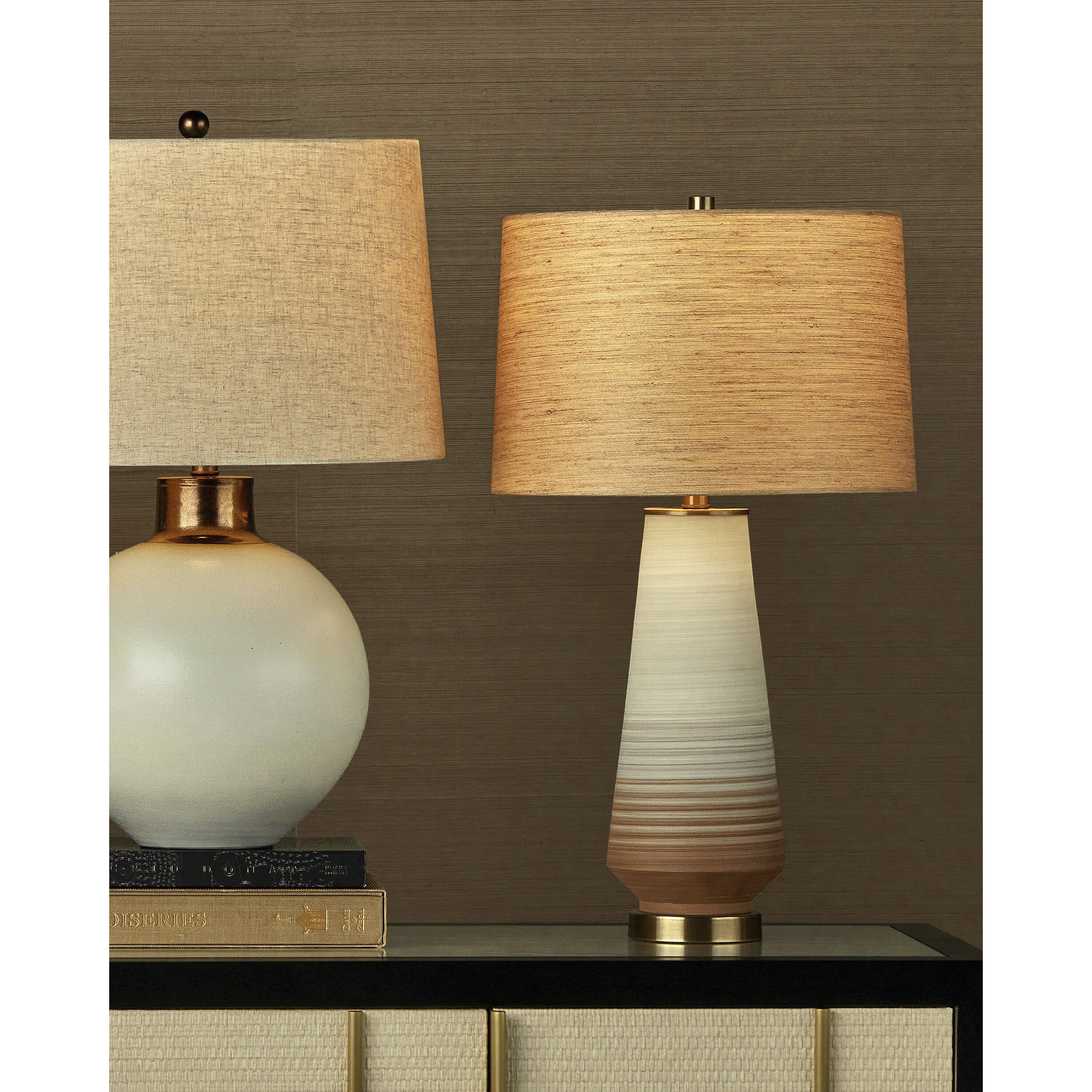 Geologie 28 inch 150 watt Beige/Pale Gray/Brown/Antique Brass Table Lamp Portable Light