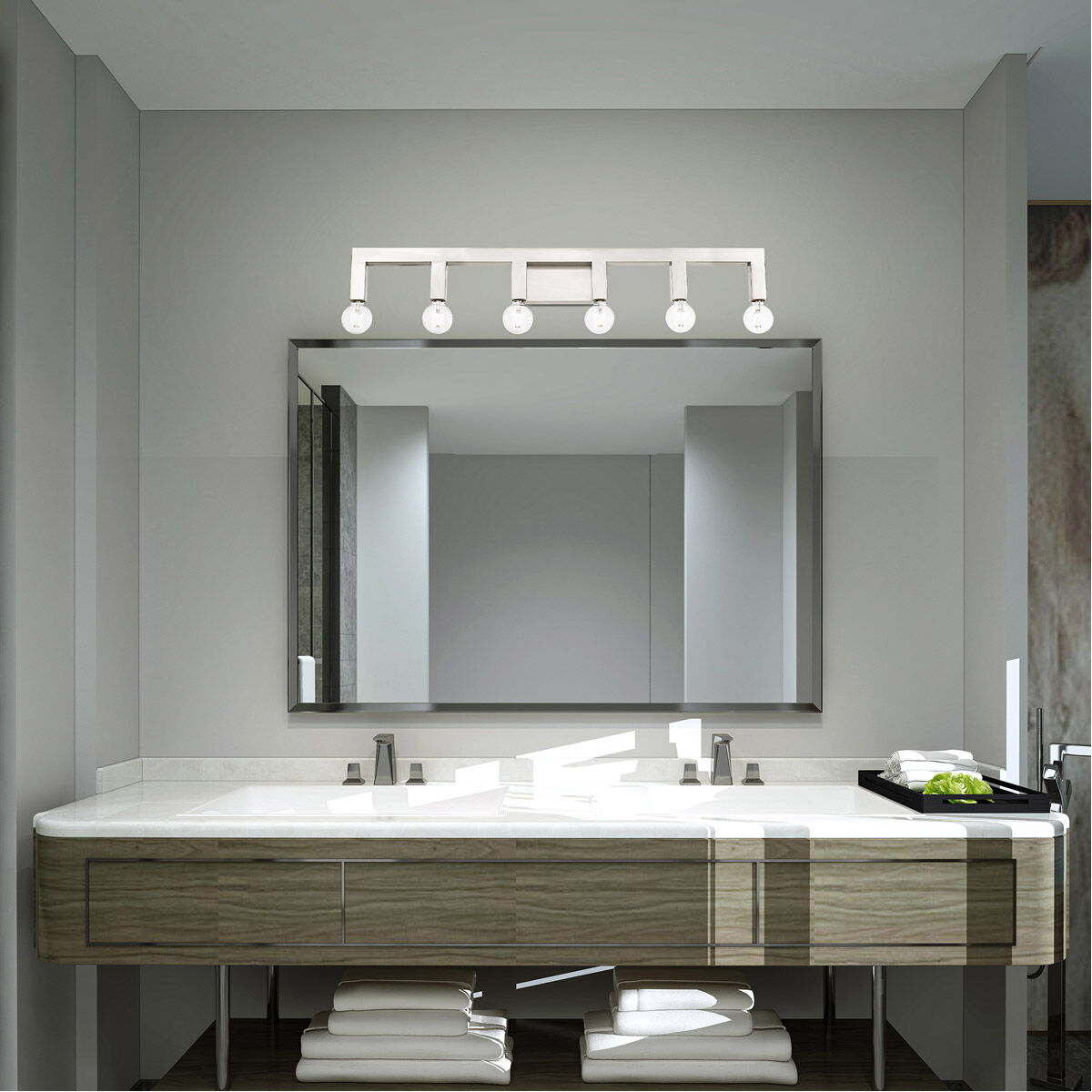 Solna 6 Light 44 inch Brushed Nickel Vanity Sconce Wall Light