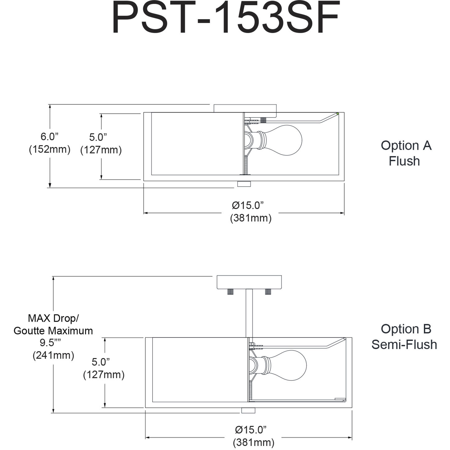 Preston 3 Light 15 inch Matte Black with White Semi-Flush Mount Ceiling Light