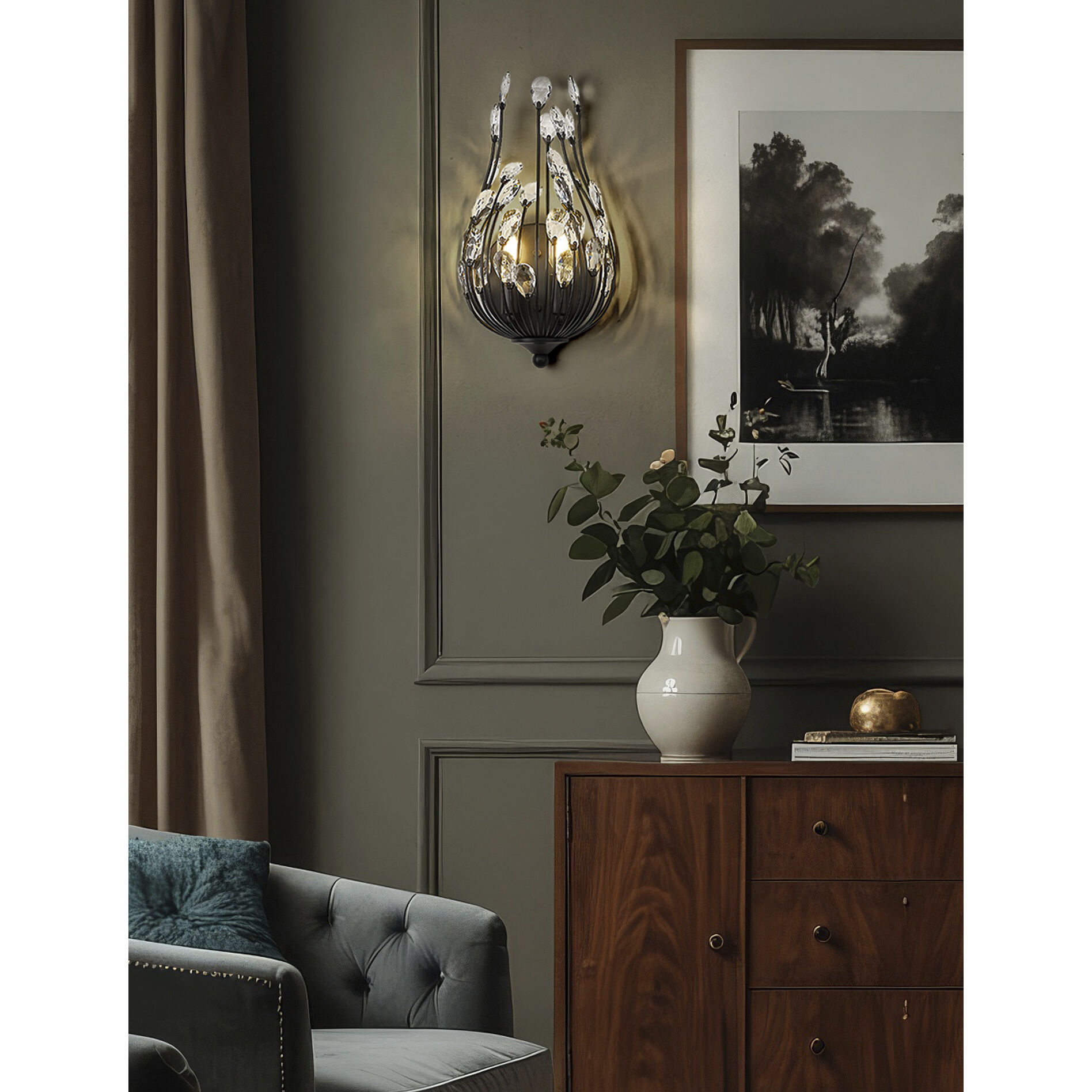 Gabriella Wall Sconce Wall Light in Matte Black