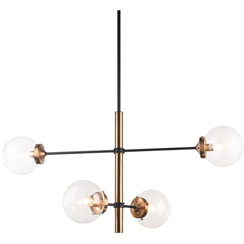 Enchant 4 Light 19.63 inch Aged Gold Brass Pendant Ceiling Light in Aged Gold Brass and Clear