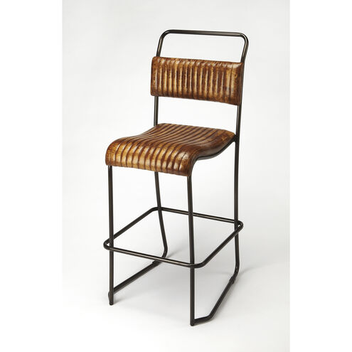 Industrial Chic Vega Leather 46 inch Brown Leather Barstool