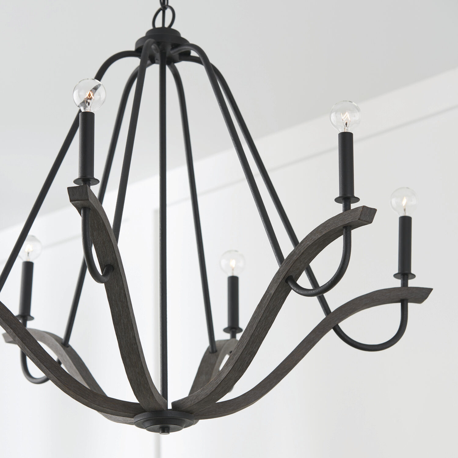 Clive 6 Light 36 inch Carbon Grey and Black Iron Chandelier Ceiling Light