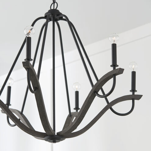 Clive 6 Light 36 inch Carbon Grey and Black Iron Chandelier Ceiling Light