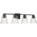 Riville 4 Light 31.75 inch Matte Black Bathroom Vanity Light Wall Light