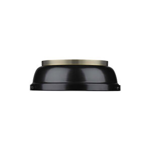 Duncan 2 Light 14 inch Aged Brass Flush Mount Ceiling Light in Black, Damp