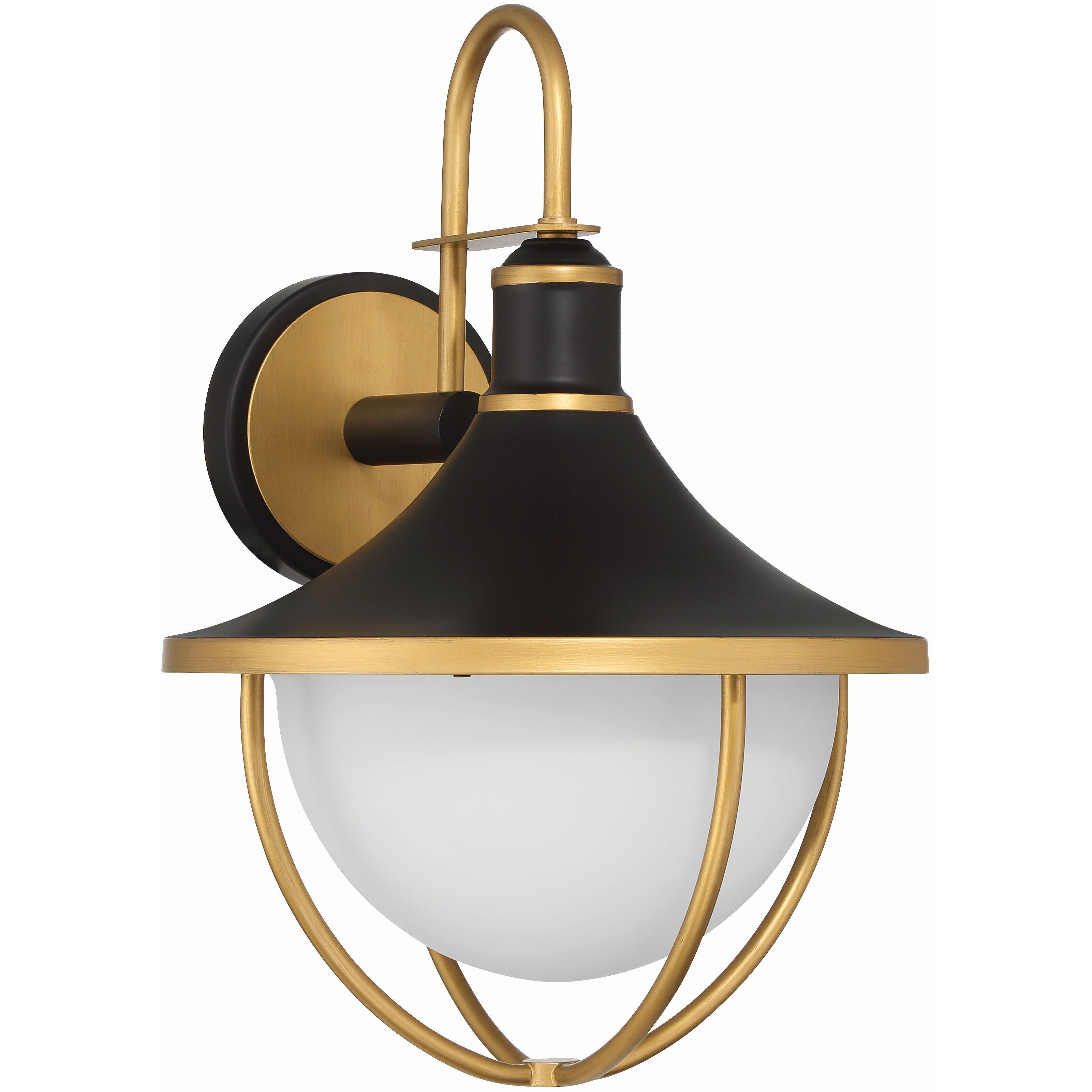 Atlas 1 Light 18.75 inch Matte Black and Textured Gold Outdoor Sconce