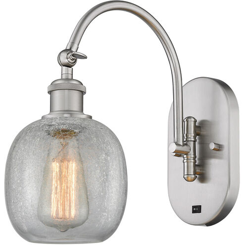 Ballston Belfast LED 6 inch Brushed Satin Nickel Sconce Wall Light in Clear Crackle Glass