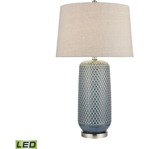 Dawlish Bay 31 inch 9 watt Blue Glazed with Satin Nickel Table Lamp Portable Light