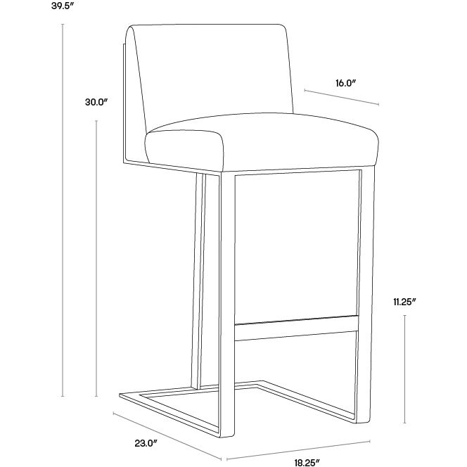 Dean 39.5 inch Antique Brass / Cantina Black Barstool