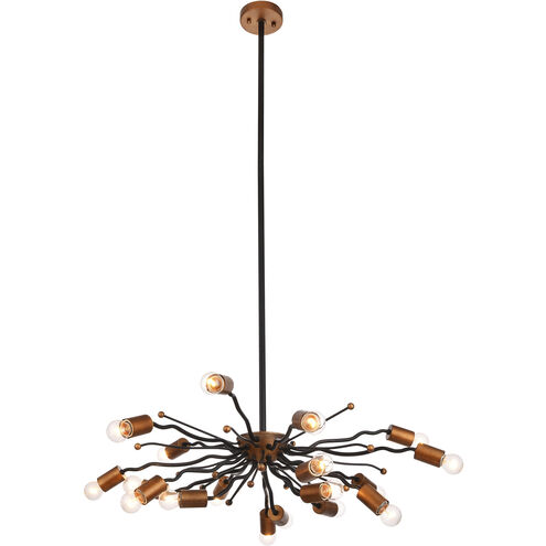 Maeve 18 Light 27 inch Vintage Brass and Matte Black Chandelier Ceiling Light