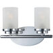 Corona 2 Light 12 inch Polished Chrome Bath Vanity Wall Light in Frosted