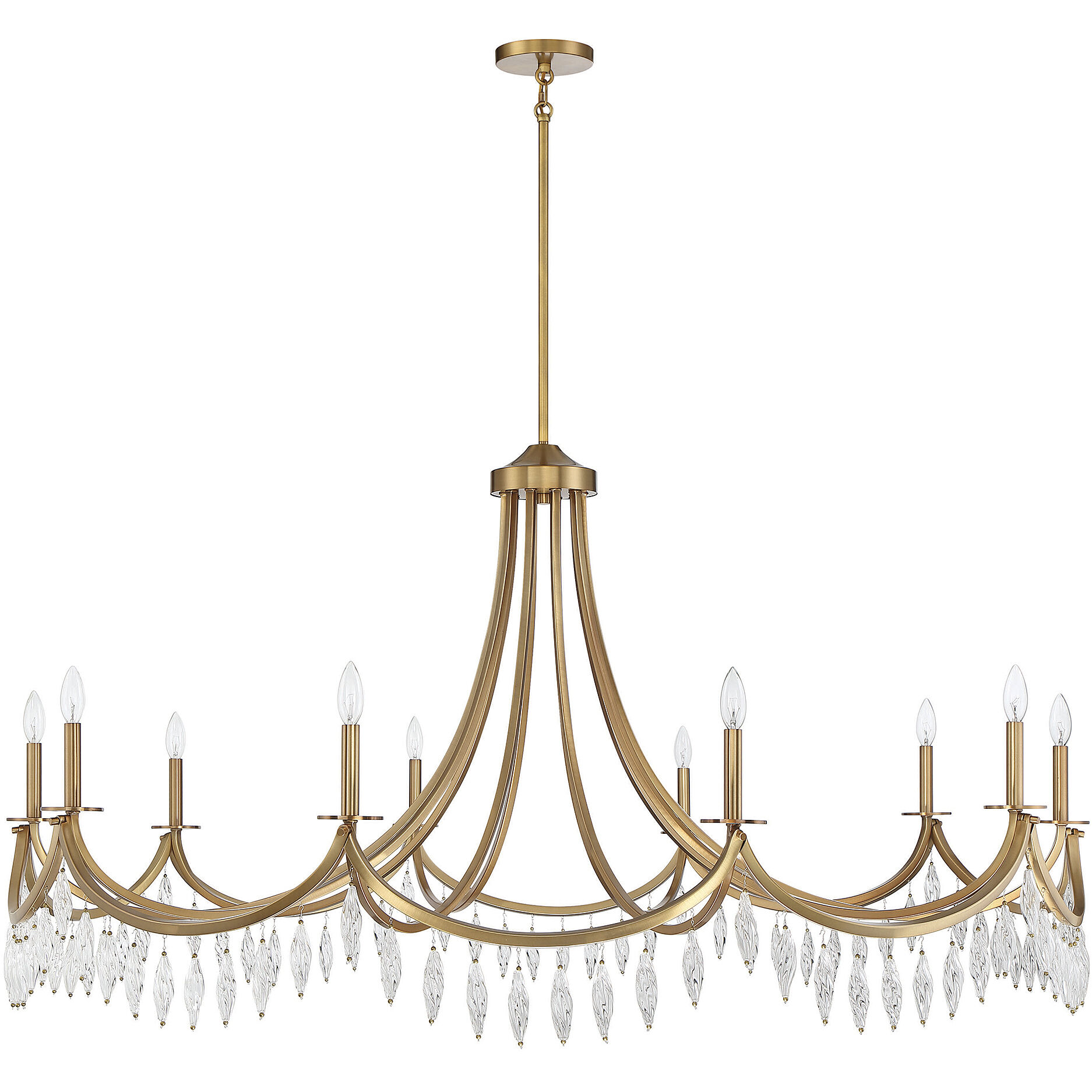 Kameron 10 Light 60 inch Warm Brass Chandelier Ceiling Light