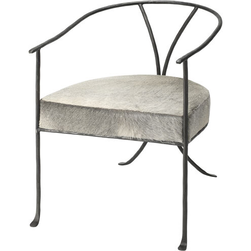 Kai Grey Hide & Black Hand Forged Iron Chair