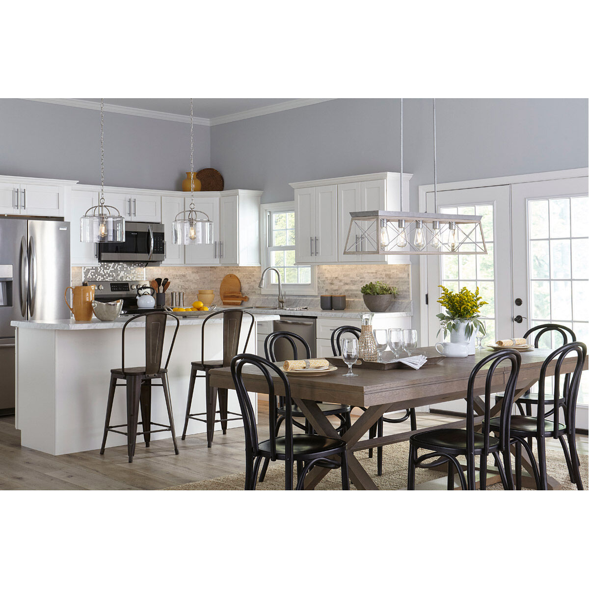 Briarwood 5 Light 38 inch Galvanized Linear Chandelier Ceiling Light