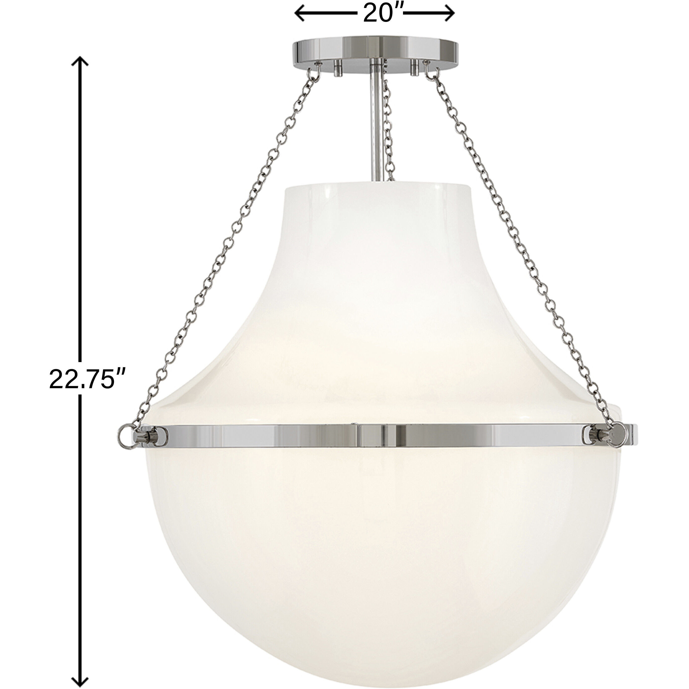 Collins 1 Light 20 inch Polished Nickel Semi-Flush Mount Ceiling Light, Medium