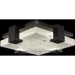 Terra 4 Light 16.75 inch Black Flush Mount Ceiling Light in Rake Cast Glass