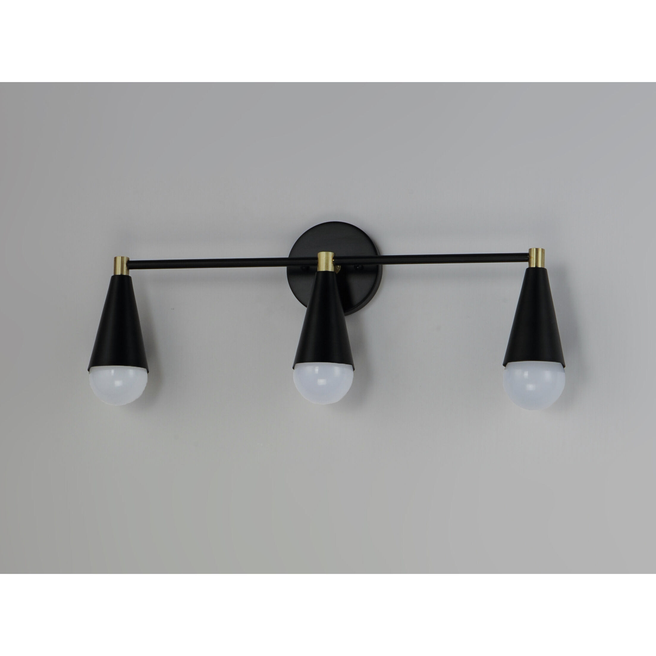 Lovell 3 Light 24 inch Black/Satin Brass Bath Vanity Wall Light in Bulb Not Included