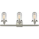 Austere Kingsbury 3 Light 26 inch Brushed Satin Nickel Bath Vanity Light Wall Light in Clear Glass, Austere