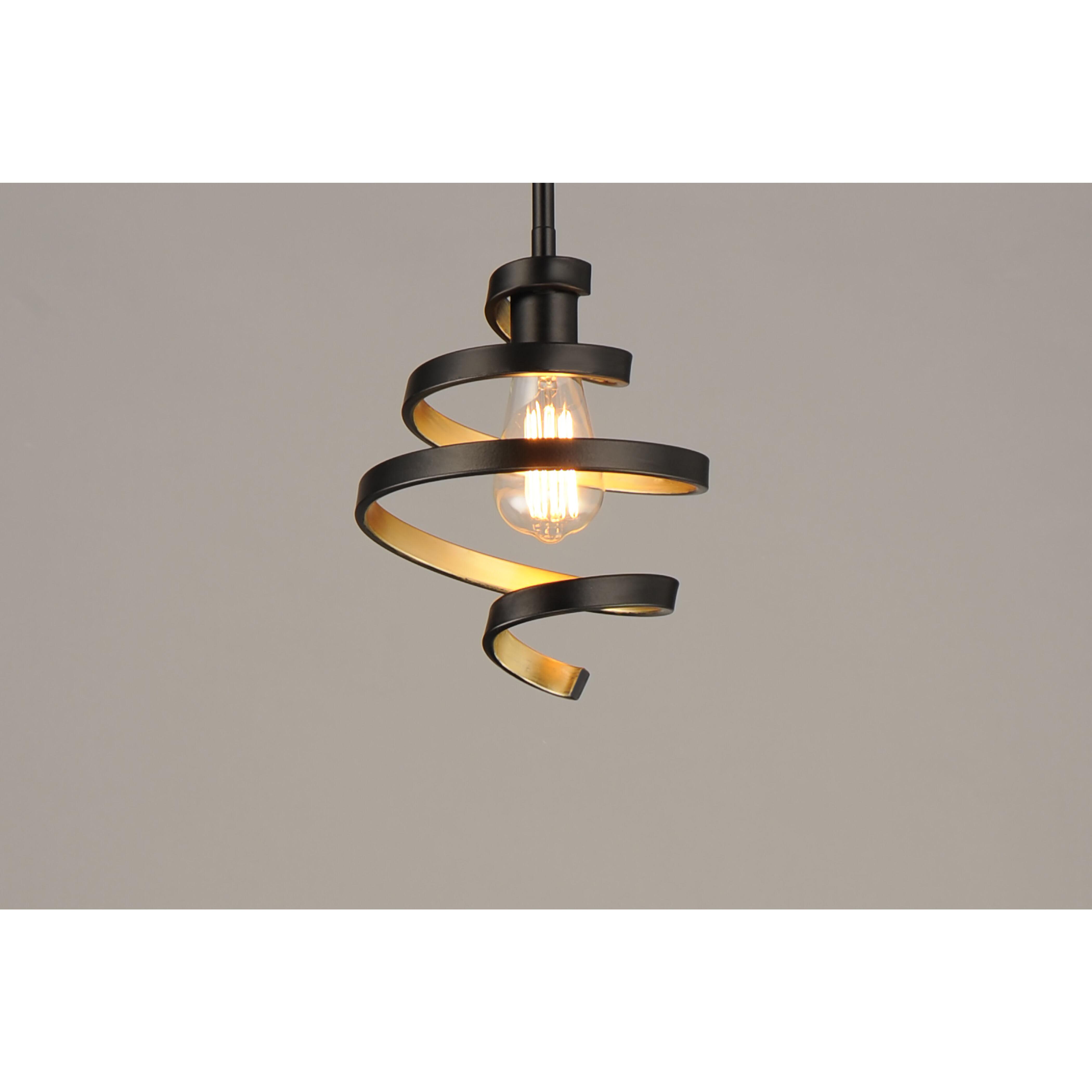 Twister 1 Light 8 inch Black/Gold Mini Pendant Ceiling Light 
