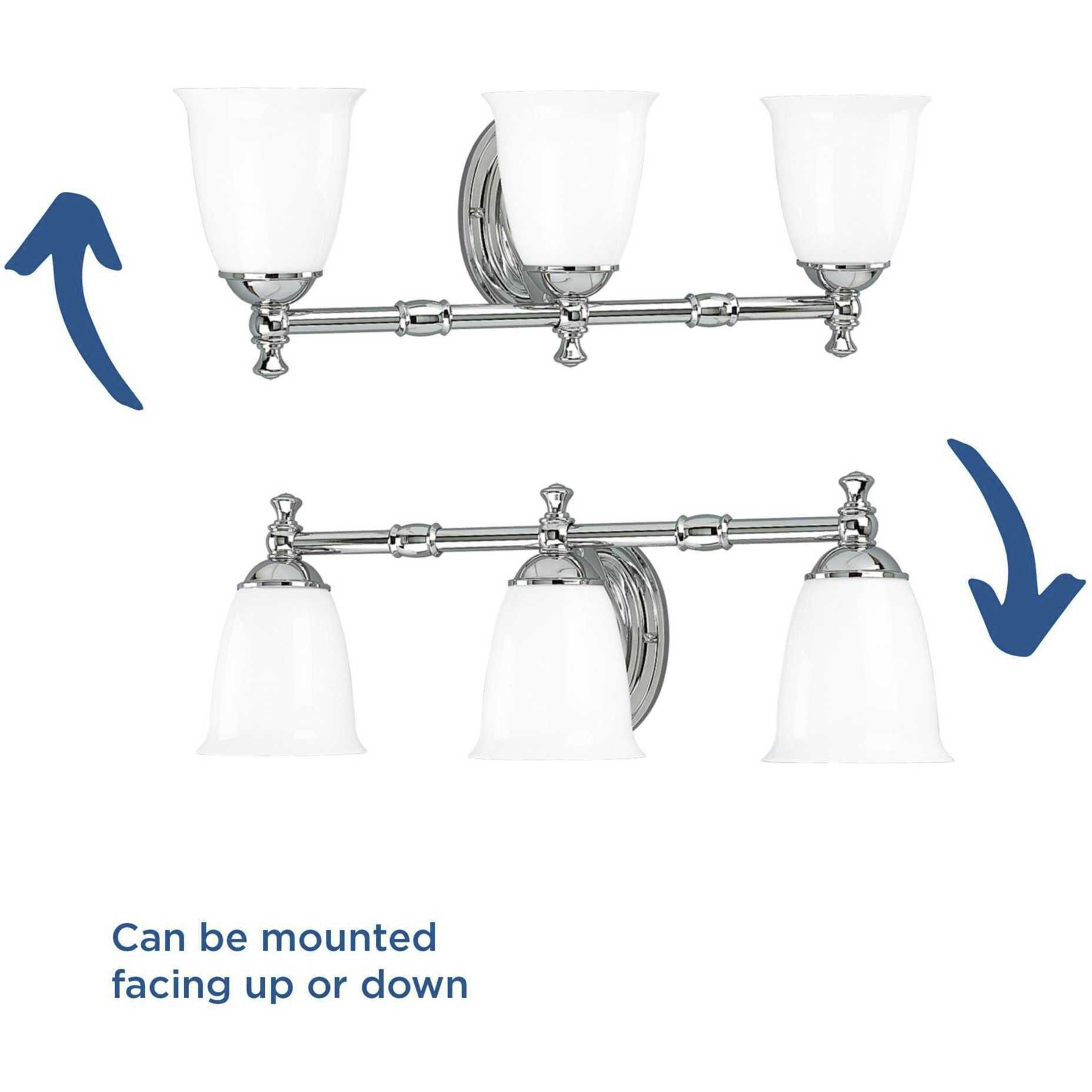 Victorian 3 Light 25 inch Polished Chrome Bath Vanity Wall Light, Delta