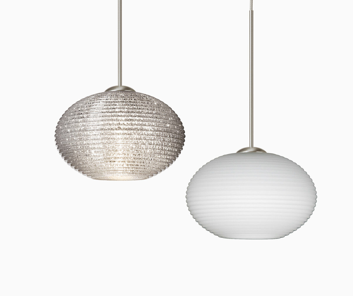 Lasso 1 Light Satin Nickel Pendant Ceiling Light in Halogen, Opal Matte Glass