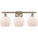 Ballston Athens LED 26 inch Antique Brass Bath Vanity Light Wall Light in Matte White Glass, Ballston