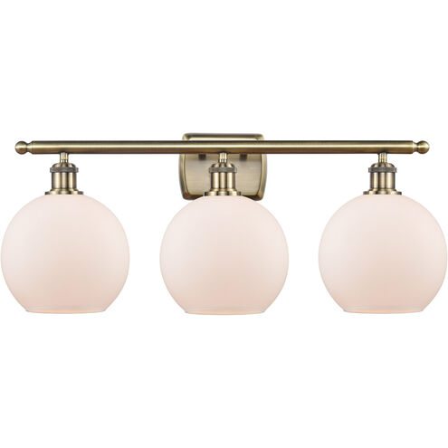 Ballston Athens LED 26 inch Antique Brass Bath Vanity Light Wall Light in Matte White Glass, Ballston
