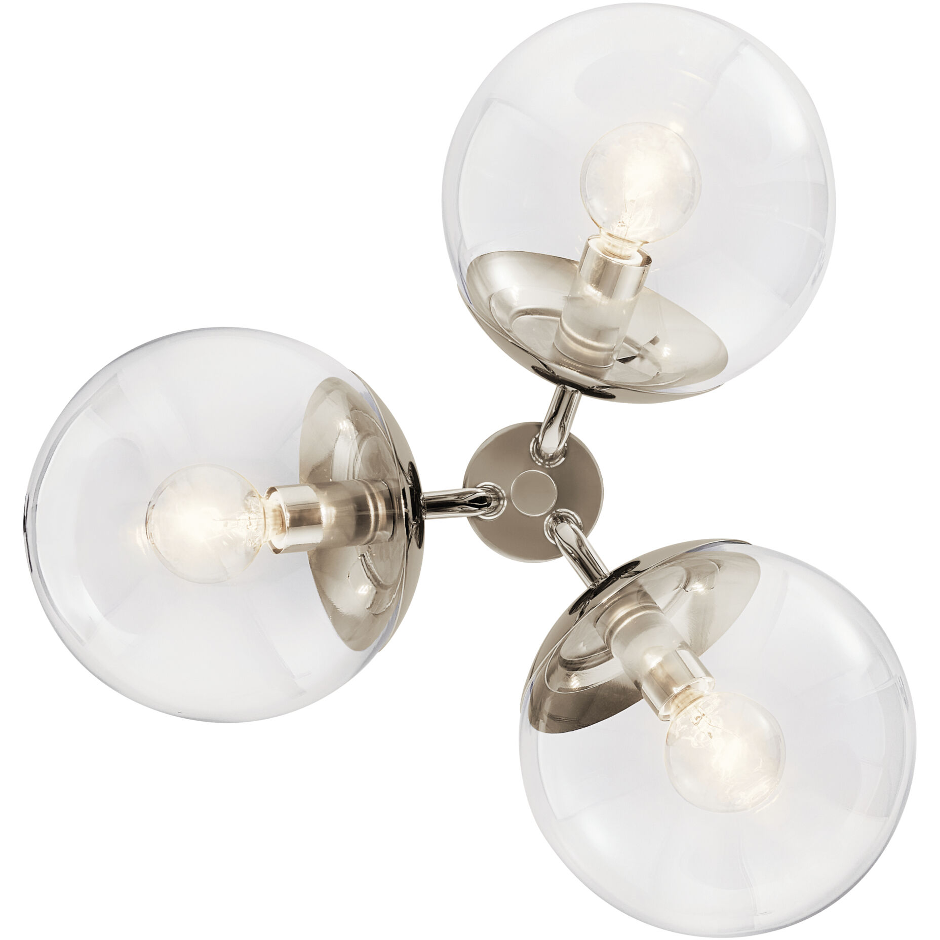 Silvarious 3 Light Polished Nickel Chandelier/Semi Flush Ceiling Light