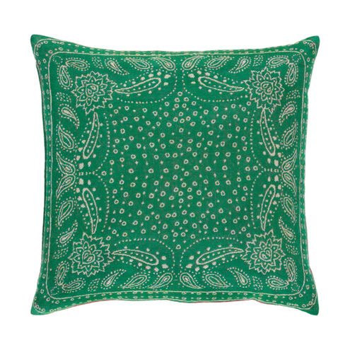Indira 20 X 20 inch Emerald and Light Gray Throw Pillow