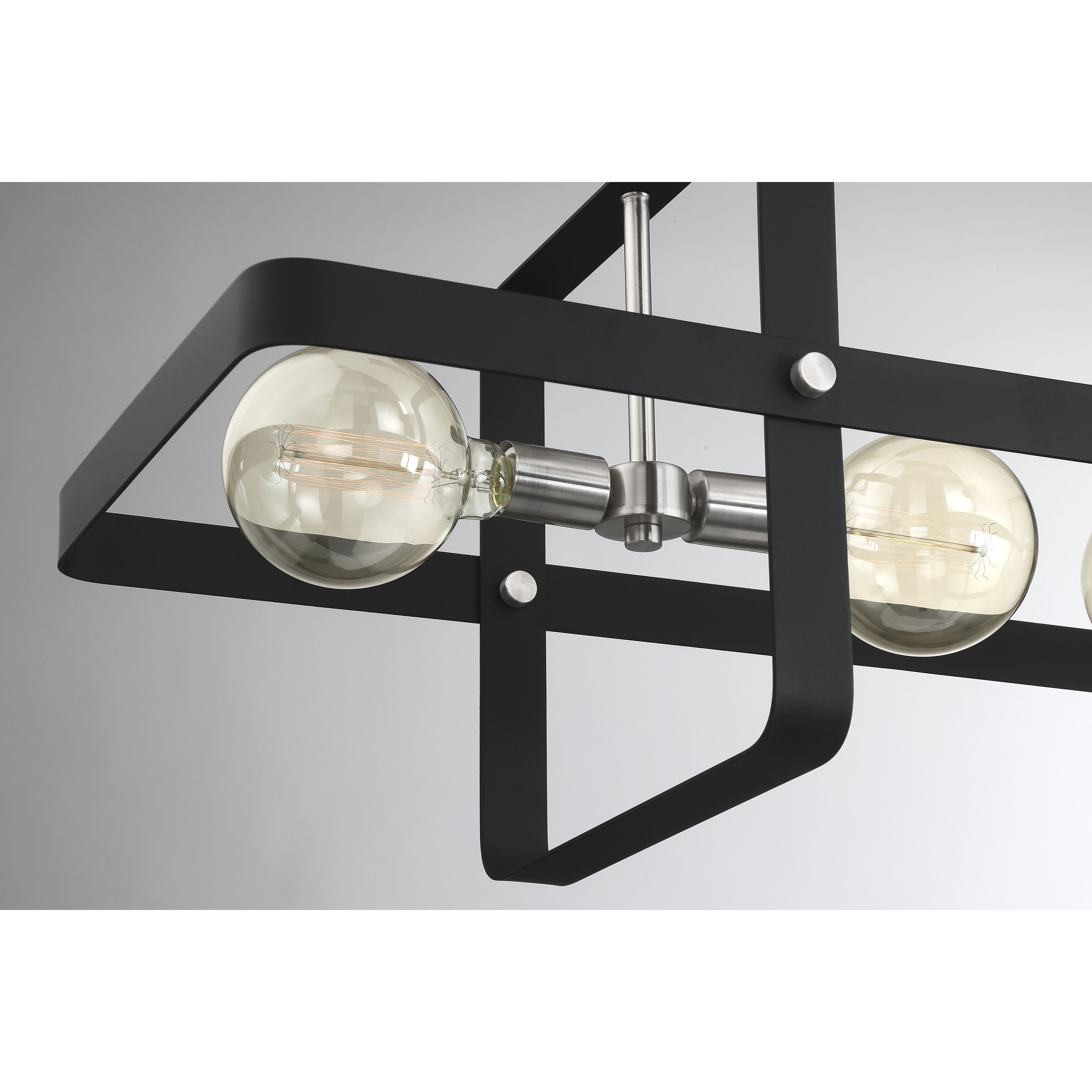 Prana 4 Light 42 inch Matte Black and Brushed Nickel Island Pendant Ceiling Light
