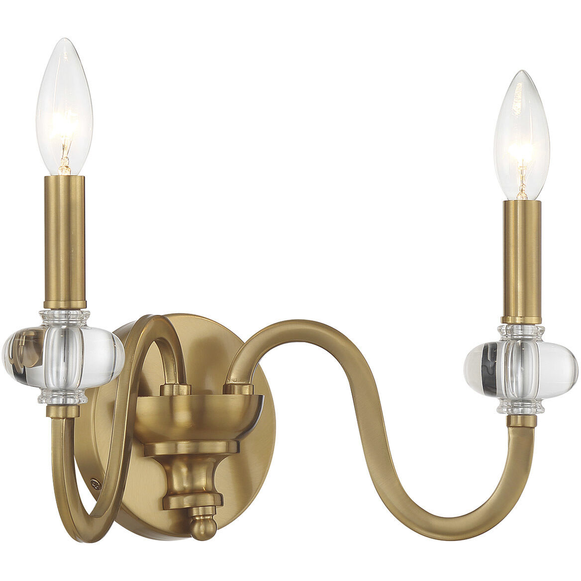 Bergdorf 2 Light 14 inch Warm Brass Sconce Wall Light