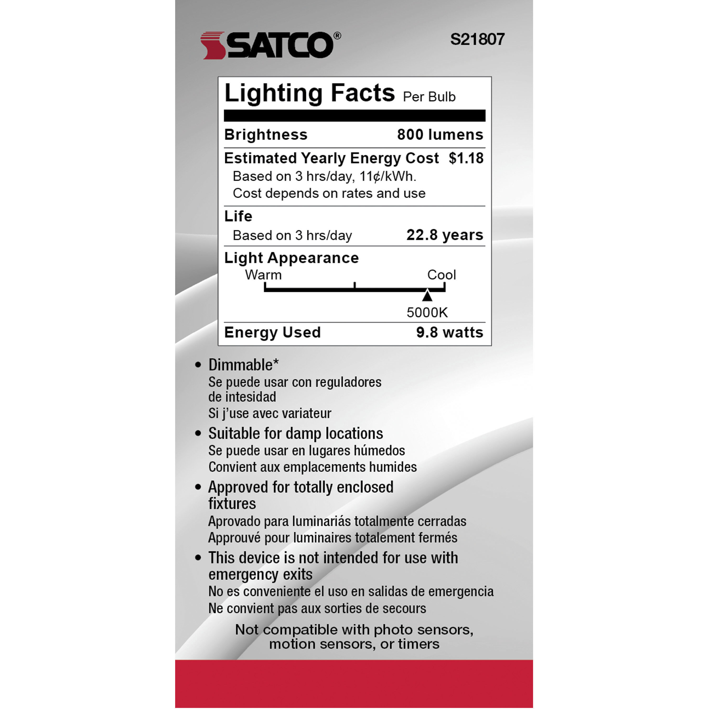 Lumos LED A19 Candelabra E12 9.8 watt 120V 5000K Light Bulb