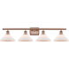 Ballston Orwell 4 Light 36 inch Antique Copper Bath Vanity Light Wall Light in Matte White Glass, Ballston