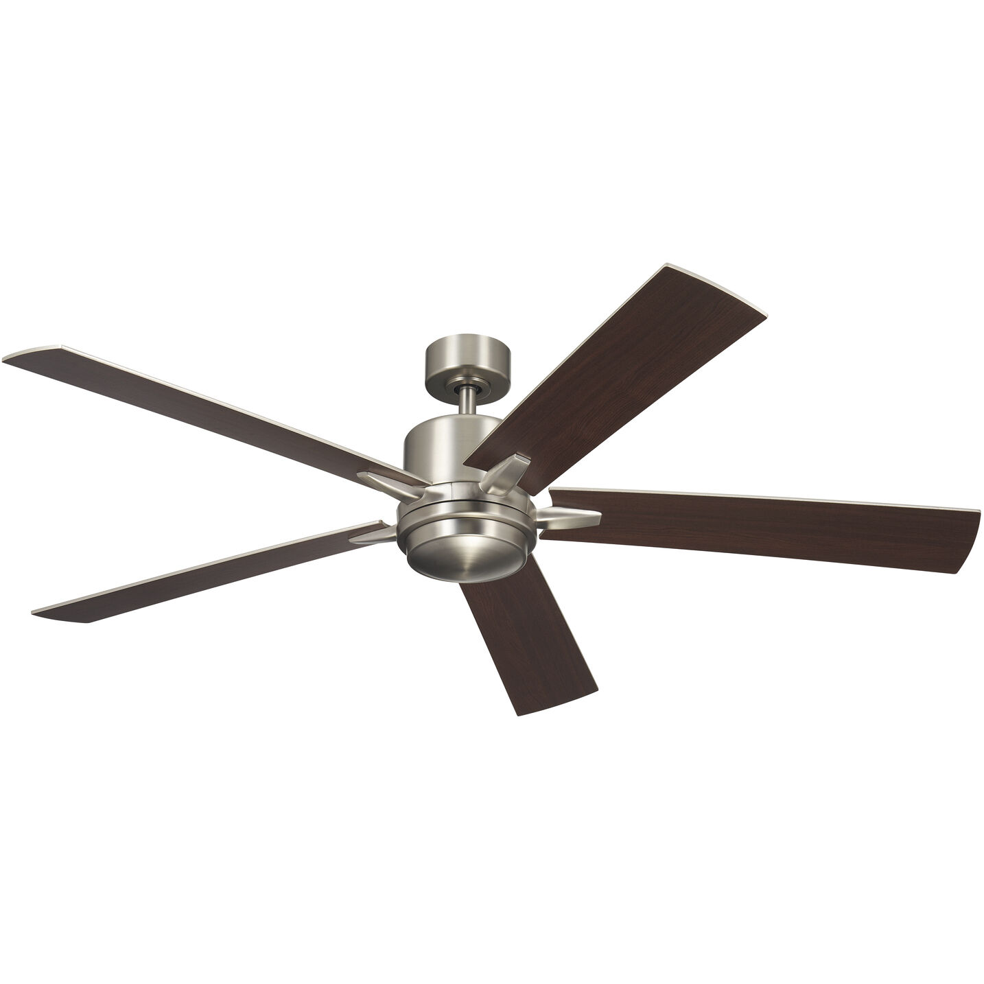 Lucian 60 inch Brushed Nickel with Walnut/Silver Blades Ceiling Fan