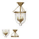 Hundi 3 Light 9 inch Rubbed Brass Semi-Flush Mount Ceiling Light