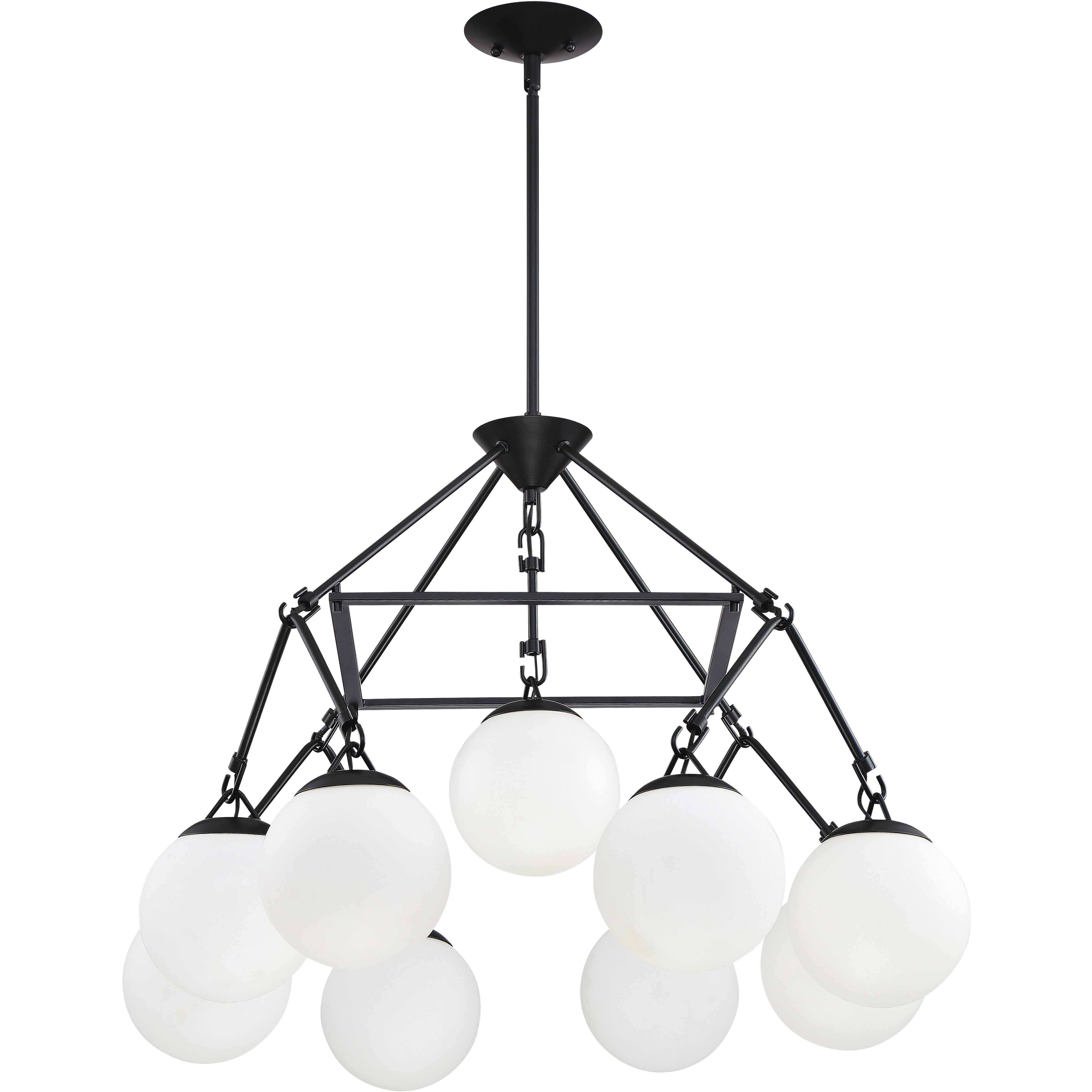 Orion 9 Light 30 inch Flat Black Chandelier Ceiling Light