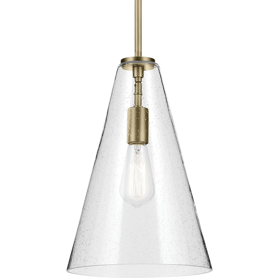 Everly 1 Light Natural Brass Pendant Ceiling Light in Clear