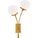 kate spade new york Prescott 2 Light 12 inch Soft Brass Left Sconce Wall Light in White Glass