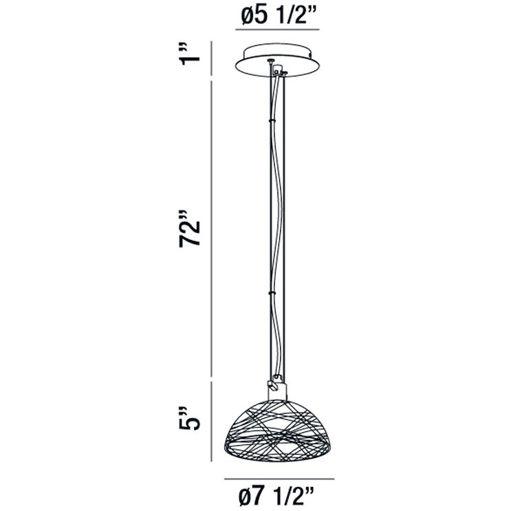 Caramico 1 Light 8 inch Chrome Pendant Ceiling Light